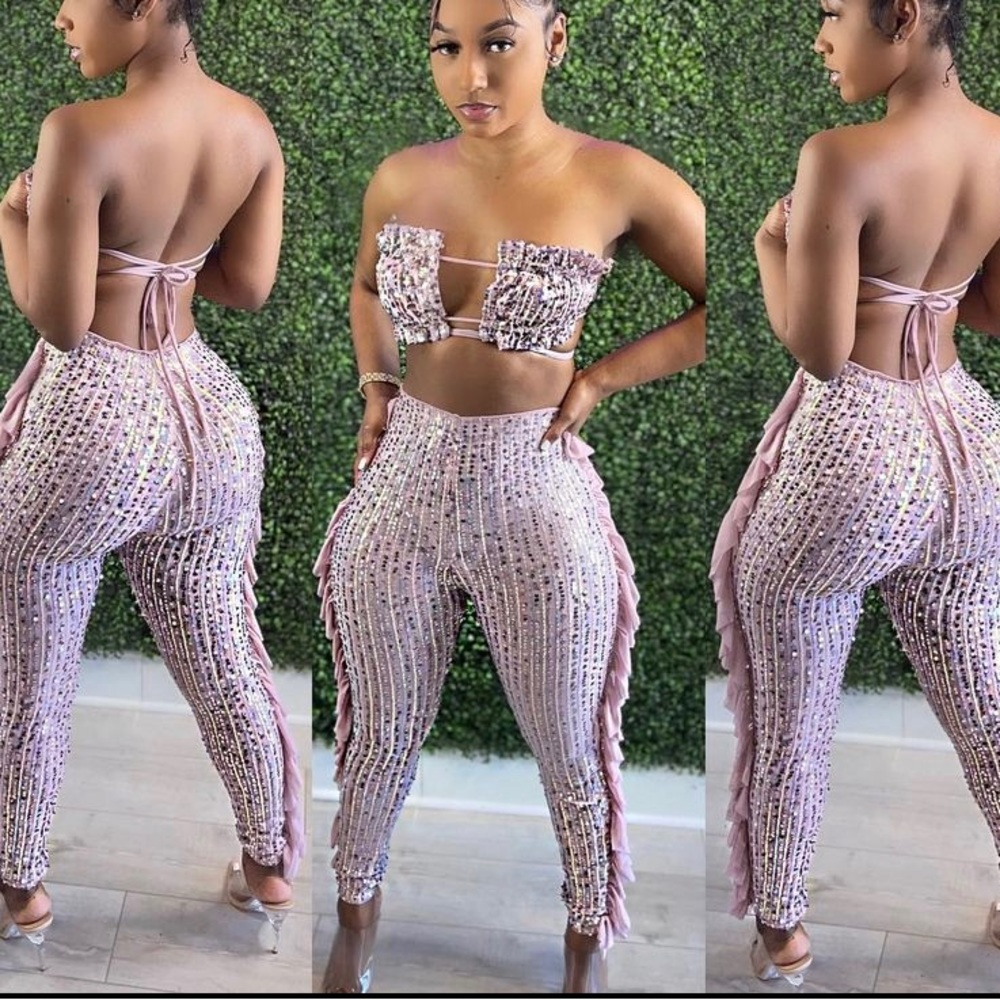 Two piece sequence outfit